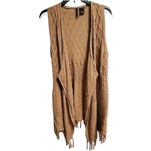 New Directions Knit Sleeveless Open Front Asymmetrical Hem Cardigan Sweater Sz L